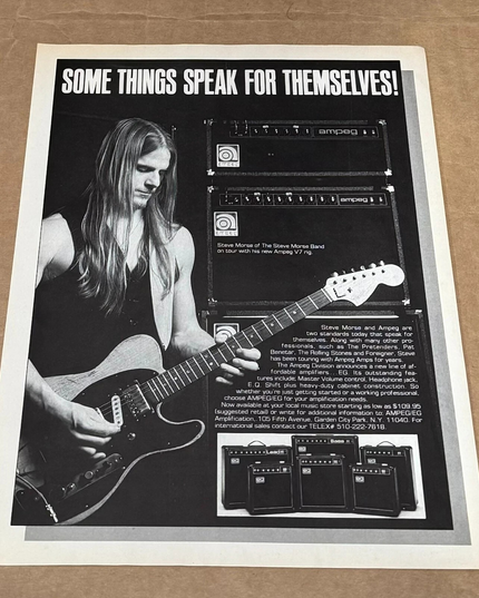 AMPEG AMPS - STEVE MORSE of DEEP PURPLE DIXIE DREGS - 1985 Print Advertisement