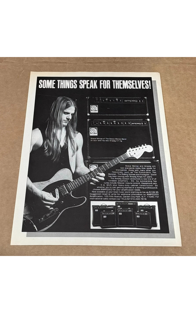 AMPEG AMPS - STEVE MORSE of DEEP PURPLE DIXIE DREGS - 1985 Print Advertisement