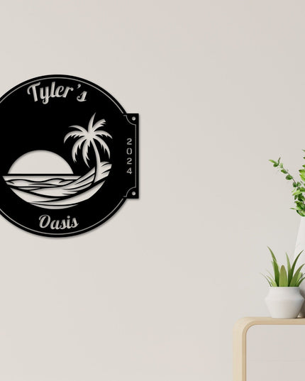 Last name sign, Beach House Sign,  Personalized Sign, Name and Palm Trees, Palm Tree Sign, Beach Decor, Front door, Tropical Patio Pool Sign