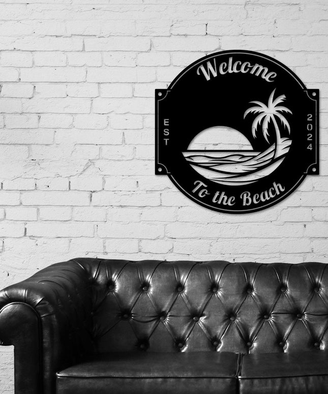 Last name sign, Beach House Sign,  Personalized Sign, Name and Palm Trees, Palm Tree Sign, Beach Decor, Front door, Tropical Patio Pool Sign