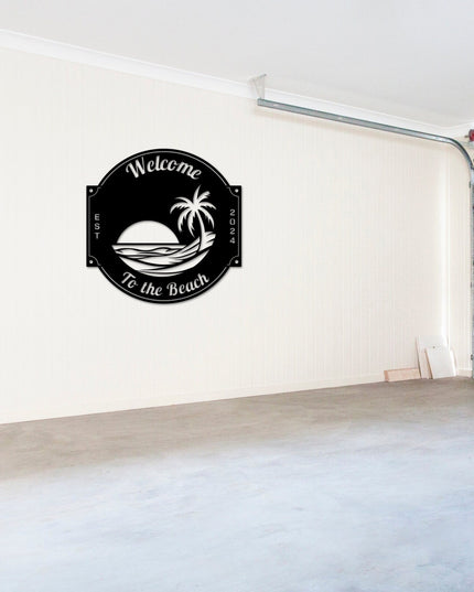 Last name sign, Beach House Sign,  Personalized Sign, Name and Palm Trees, Palm Tree Sign, Beach Decor, Front door, Tropical Patio Pool Sign