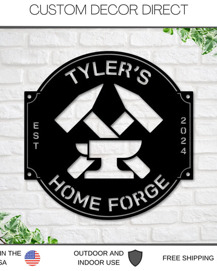Blacksmith Sign, Metal Sign, Home Forge Sign, Forge Sign, Blade Smith Sign, Custom Home Forge Sign, Anvil Sign, Hammer Sign, Blacksmith Gift