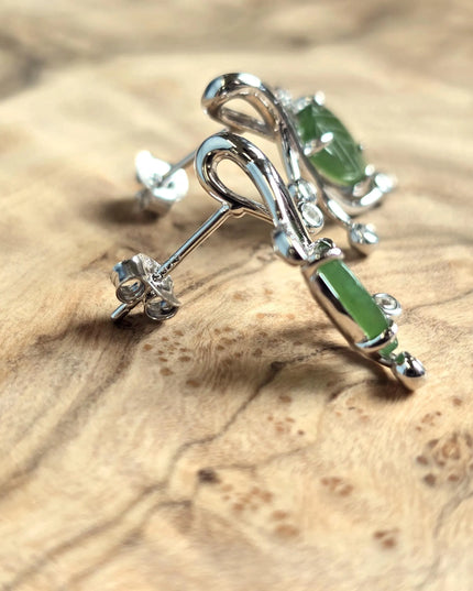 Canadian Jade Leaf and Silver Earrings