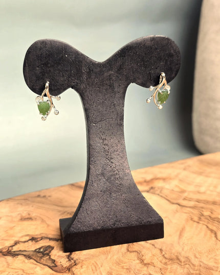 Canadian Jade Leaf and Silver Earrings