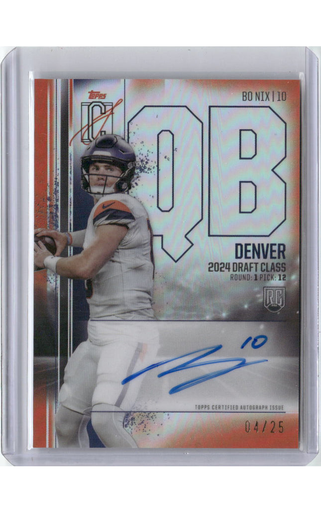 2024 Topps Signature Class Orange Variation Color Match Bo Nix #RCVBN /25 Auto Rookie RC Football Card