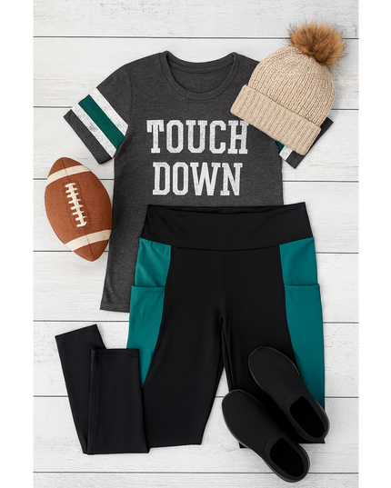 Ready to Ship | The Gracie- Green Panel Full Length Leggings