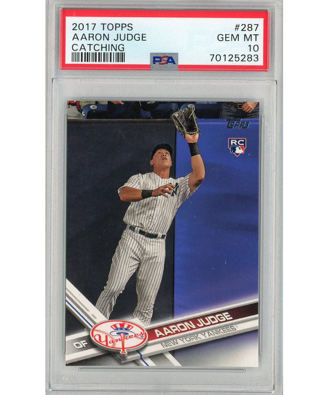 Graded 2017 Topps Aaron Judge #287 Catching Rookie RC Baseball Card PSA 10 Gem Mint