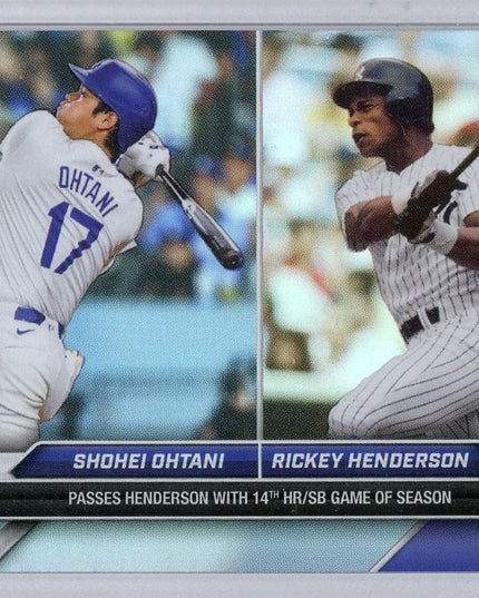 2024 Topps Now Shohei Ohtani #731SP Passes Henderson With 14th HR/SB Game Baseball Card