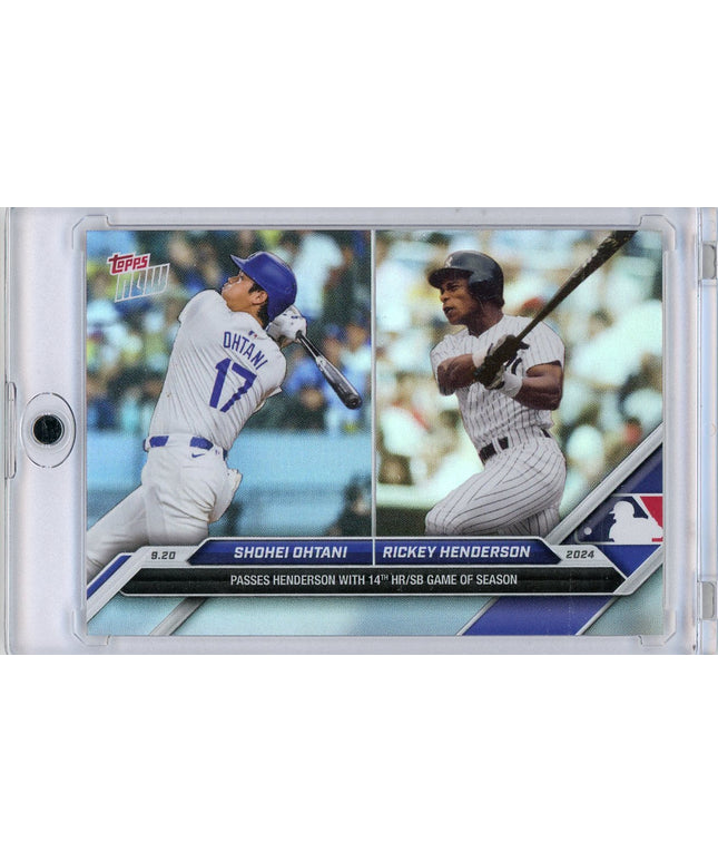 2024 Topps Now Shohei Ohtani #731SP Passes Henderson With 14th HR/SB Game Baseball Card