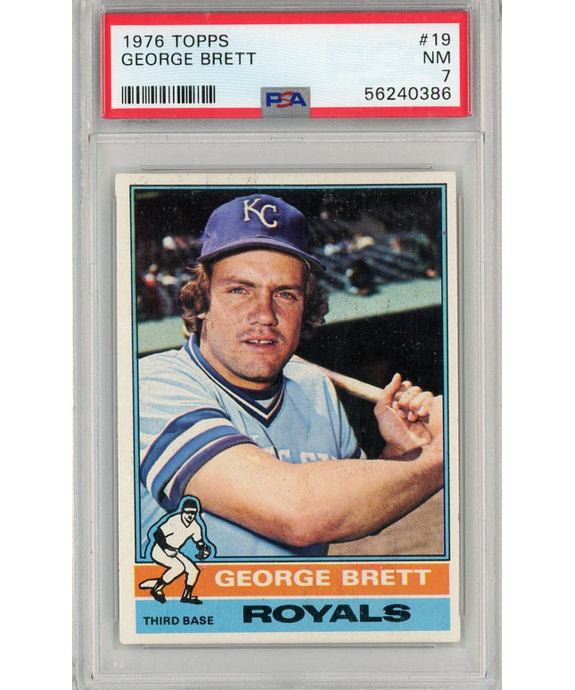 Graded 1976 Topps George Brett #19 2nd Year Baseball Card PSA 7 Near Mint