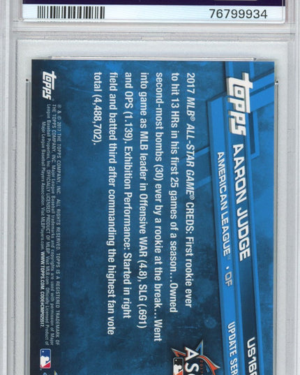 Graded 2017 Topps Update Aaron Judge #US166 Throwing Rookie RC Baseball Card PSA 10 Gem Mint
