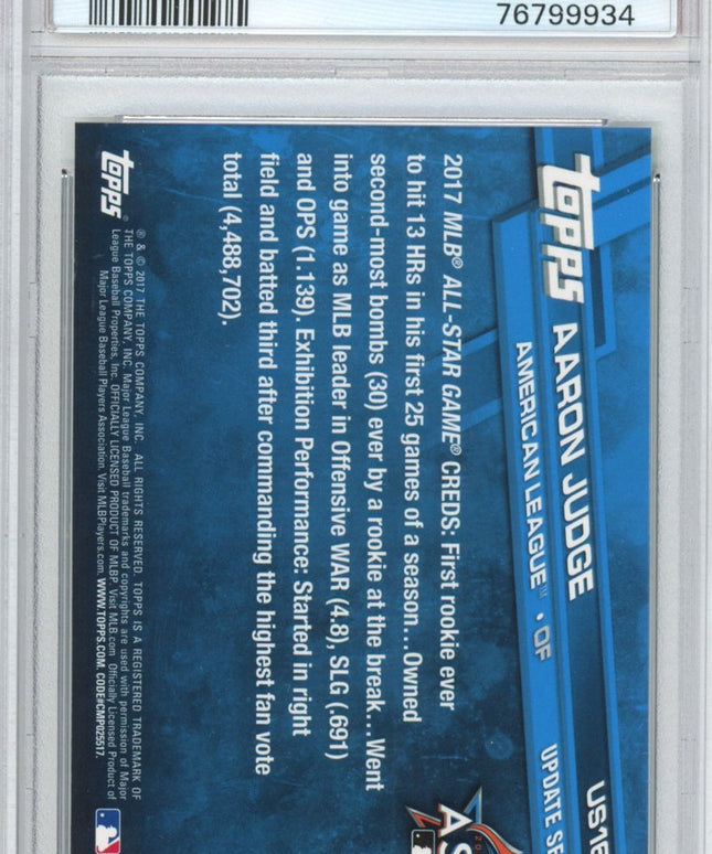 Graded 2017 Topps Update Aaron Judge #US166 Throwing Rookie RC Baseball Card PSA 10 Gem Mint