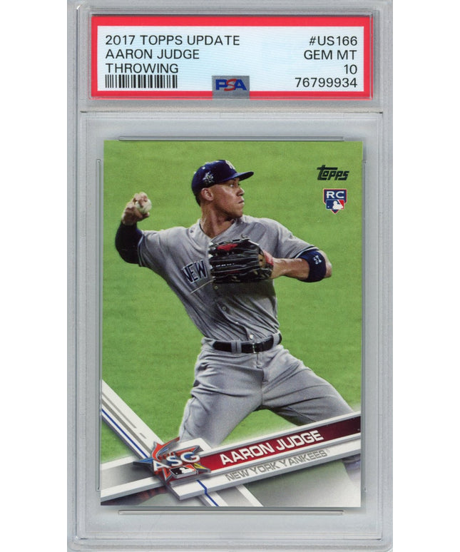Graded 2017 Topps Update Aaron Judge #US166 Throwing Rookie RC Baseball Card PSA 10 Gem Mint