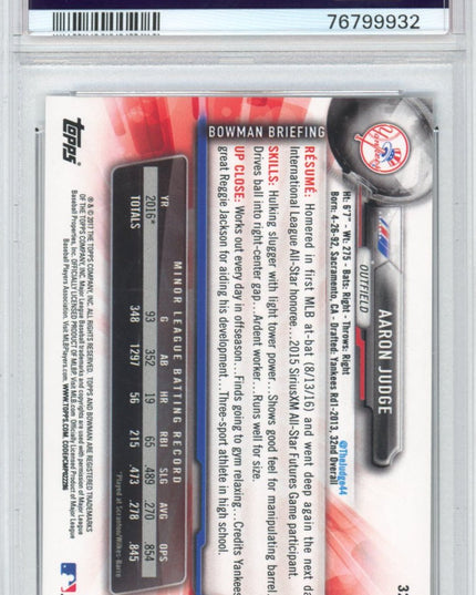 Graded 2017 Bowman Aaron Judge #32 Rookie RC Baseball Card PSA 10 Gem Mint