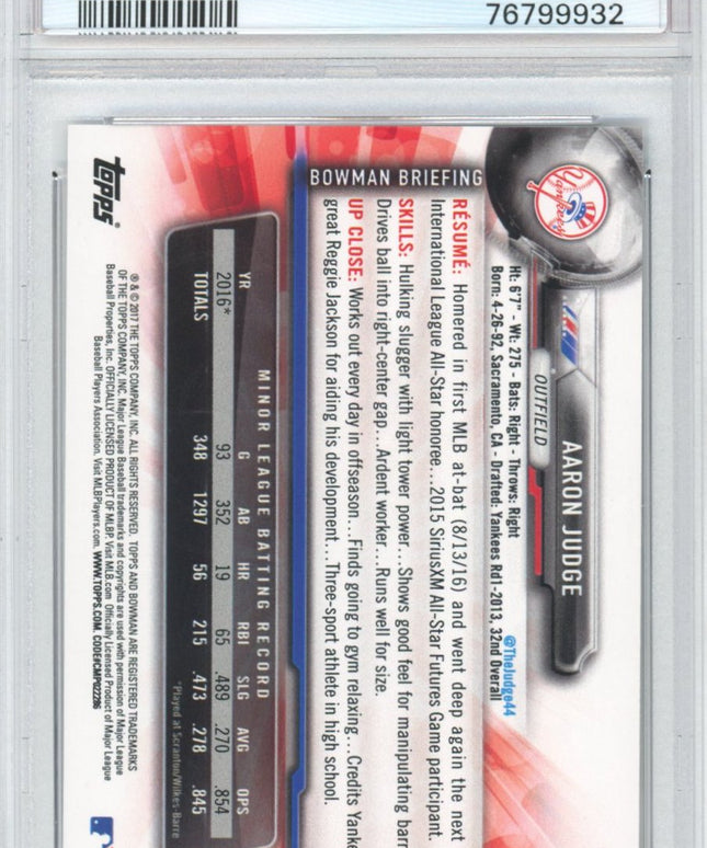 Graded 2017 Bowman Aaron Judge #32 Rookie RC Baseball Card PSA 10 Gem Mint
