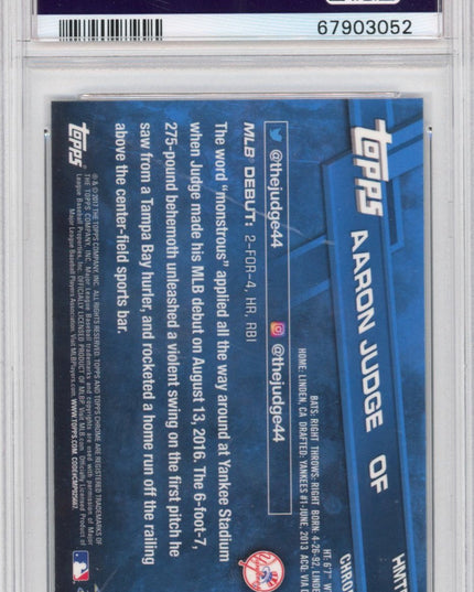Graded 2017 Topps Chrome Aaron Judge #HMT50 Update Rookie RC Baseball Card PSA 10 Gem Mint