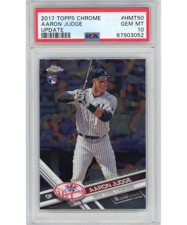 Graded 2017 Topps Chrome Aaron Judge #HMT50 Update Rookie RC Baseball Card PSA 10 Gem Mint