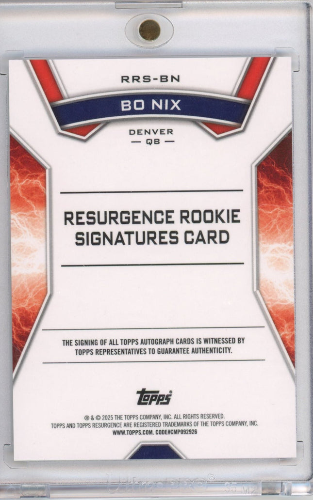 2024 Topps Resurgence Bo Nix #RRSBN Auto Rookie RC Football Card