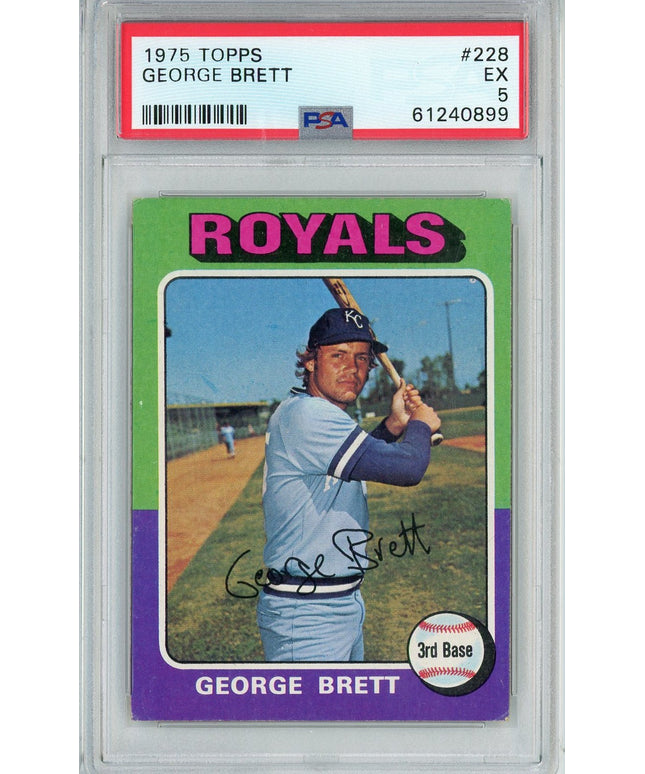 Graded 1975 Topps George Brett #228 Rookie RC Baseball Card PSA 5 Excellent