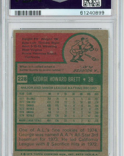 Graded 1975 Topps George Brett #228 Rookie RC Baseball Card PSA 5 Excellent