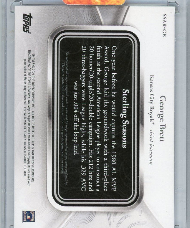2024 Topps Sterling Sterling Season 1979 George Brett #SSAR-GB Game Used Memorabilia Autograph /25 Baseball Card