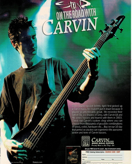 CARVIN GUITARS - Johnny April of Staind - 2004 Print Advertisement
