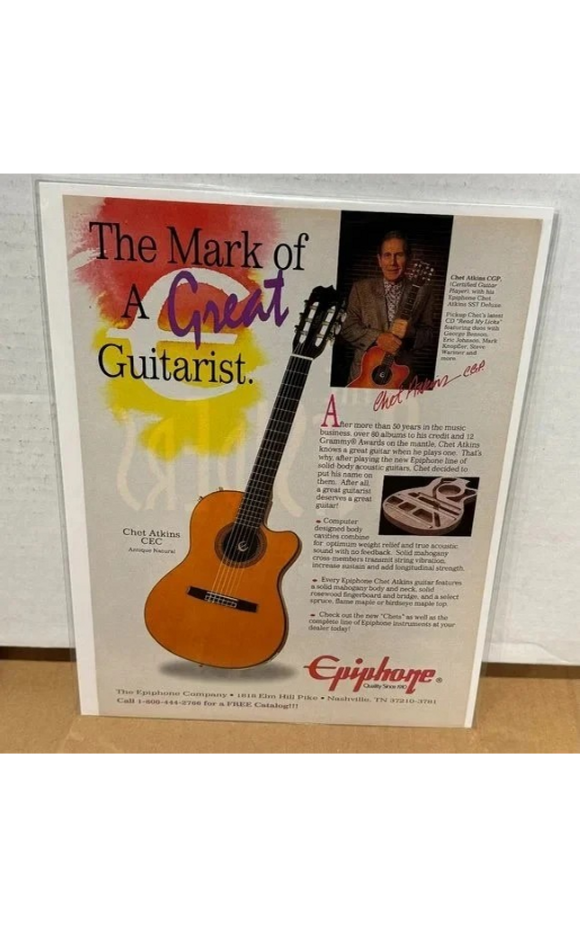 EPIPHONE GUITARS - CEC - CHET ATKINS - 1996 Print Advertisement