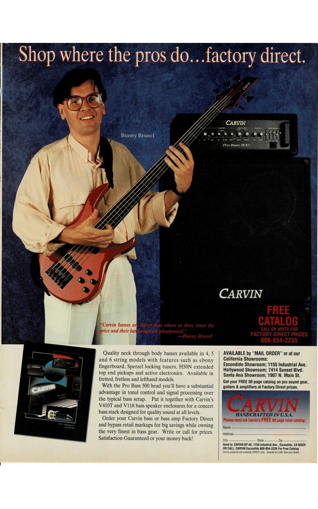 CARVIN AMPS - BUNNY BRUNEL - Print Advertisement