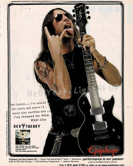 Rikki Lixx of Rev Theory - EPIPHONE GUITARS - 2009 Print Advertisement