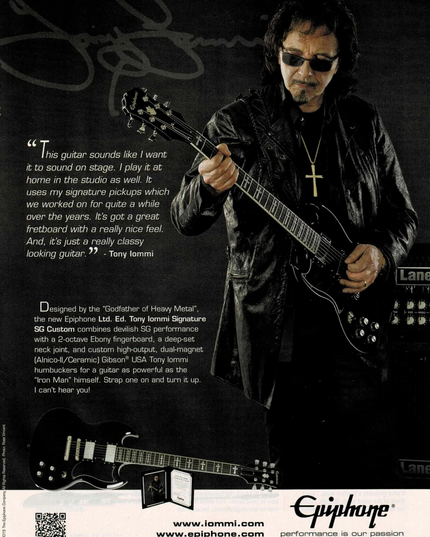 TONY IOMMI of BLACK SABBATH - EPIPHONE GUITARS - 2015 Print Advertisement