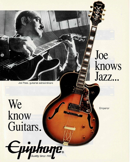 EPIPHONE GUITARS - EMPEROR - JOE PASS - 1992 Print Advertisement