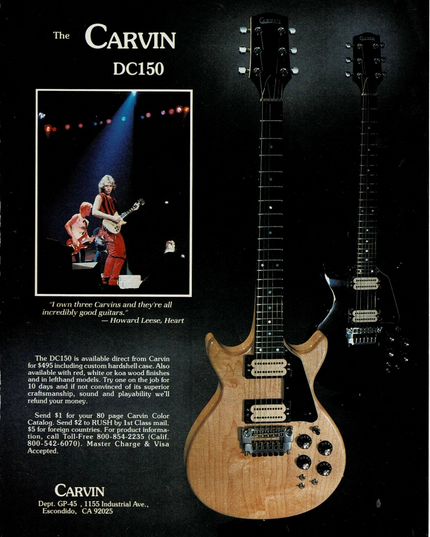 CARVIN GUITARS - HOWARD LEESE of HEART - 1983 Print Advertisement