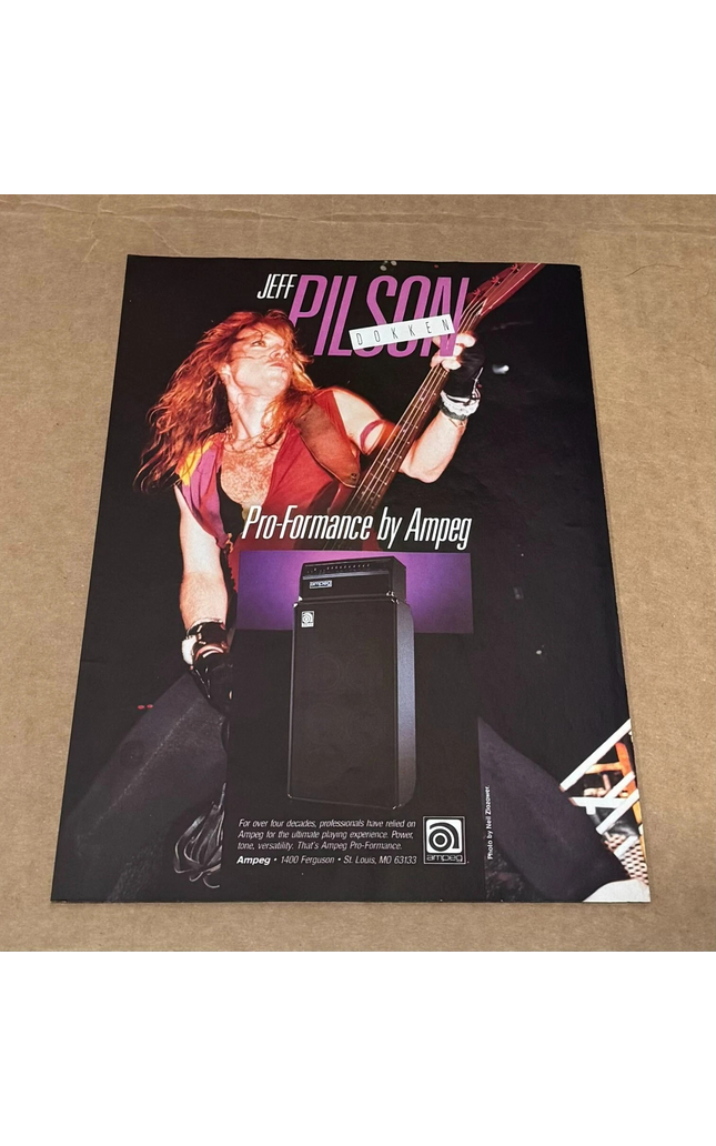 AMPEG AMPS - Jeff Pilson of Dokken - 1989 Print Advertisement