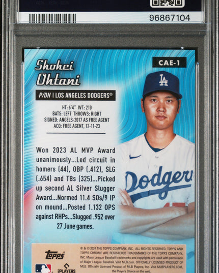 Graded 2024 Topps Chrome Shohei Ohtani #CAE1 All Etch Baseball Card PSA 10 Gem Mint