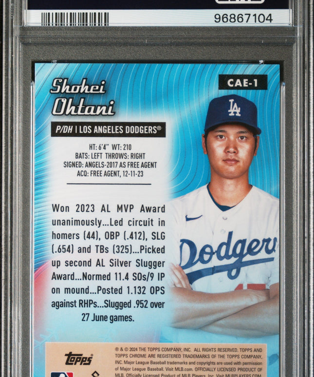 Graded 2024 Topps Chrome Shohei Ohtani #CAE1 All Etch Baseball Card PSA 10 Gem Mint