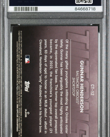 Graded 2023 Topps Chrome Gunnar Henderson #CT12 Titans Rookie RC Baseball Card PSA 10 Gem Mint
