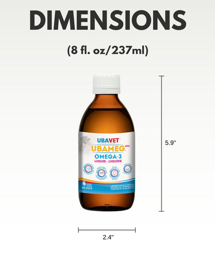 UBAVET Ubameg Omega-3 Fatty Acid Liquid for Dogs & Cats –  (8 fl oz / 237ml)