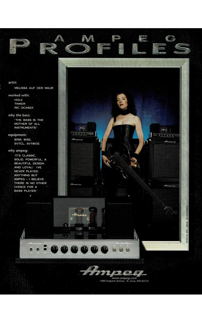AMPEG AMPS - Melissa Auf Der Maur of Hole Tinker Ocasek - 1999 Print Ad