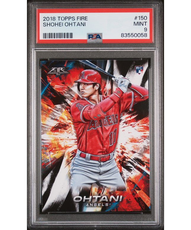 Graded 2018 Topps Fire Shohei Ohtani #150 Rookie RC Baseball Card PSA 9 Mint