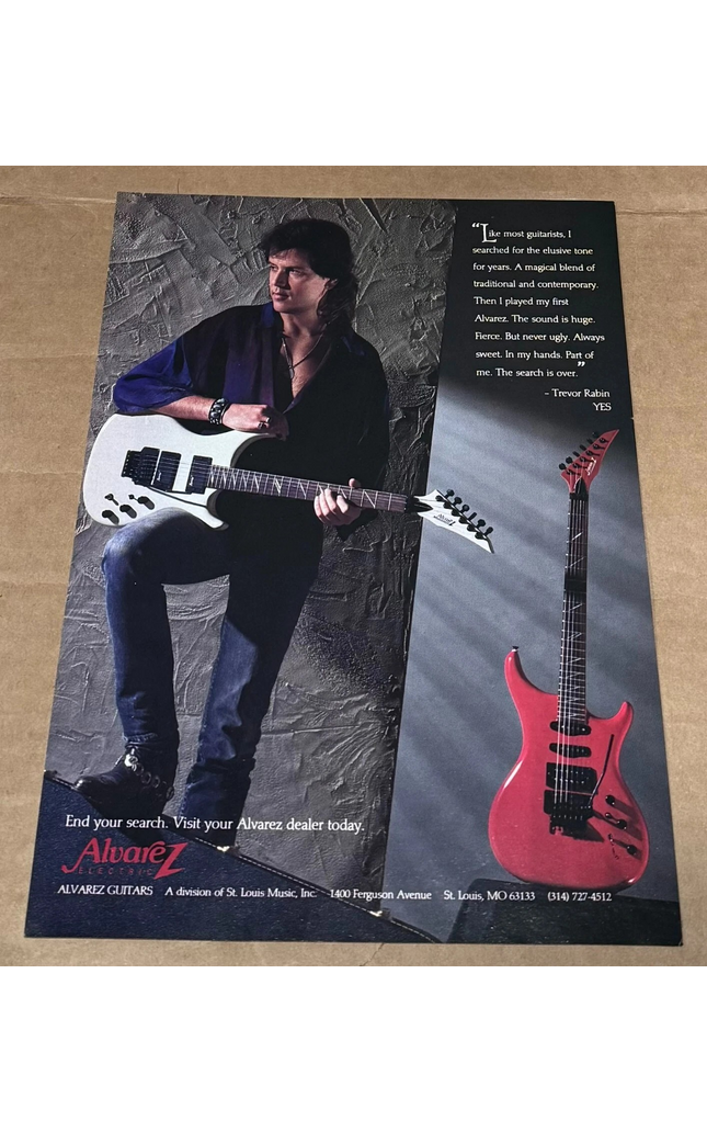 ALVAREZ ELECTRIC GUITARS - TREVOR RABIN of YES - 1993 Print Advertisement