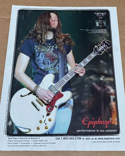 EPIPHONE GUITARS - DAVE RUDE of TESLA - 2009 Print Advertisement