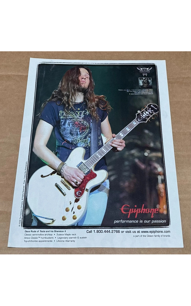 EPIPHONE GUITARS - DAVE RUDE of TESLA - 2009 Print Advertisement