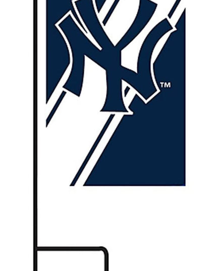 New York Yankees Premium 24 Count Mini Garden Flag Banner Set, Includes Metal Display Poles - Great for a Party Tailgating