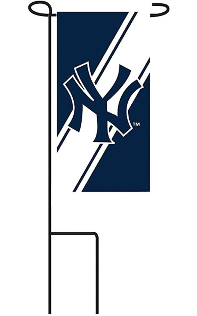 New York Yankees Premium 24 Count Mini Garden Flag Banner Set, Includes Metal Display Poles - Great for a Party Tailgating