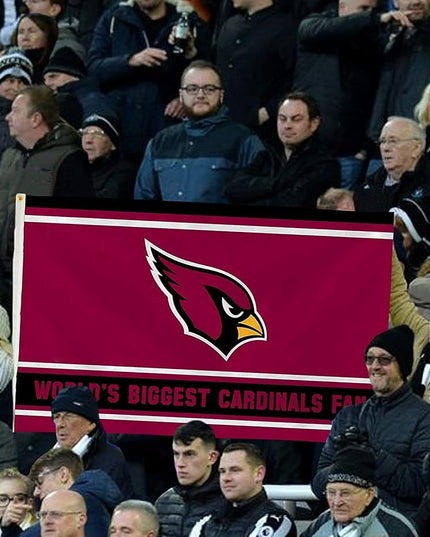 Arizona Cardinals 3x5 Feet Flag Banner, World's Biggest Fan, Metal Grommets, Single Sided, Indoor or Outdoor Use