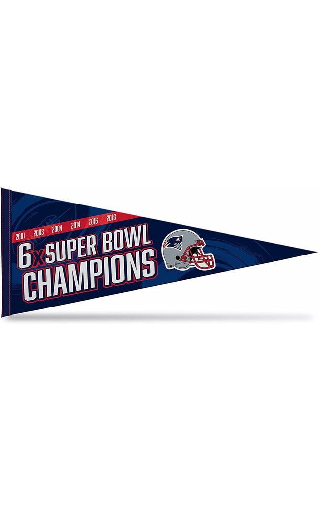 New England Patriots 6-Time Super Bowl Champions  Soft Felt Pennant, 12x30 Inch