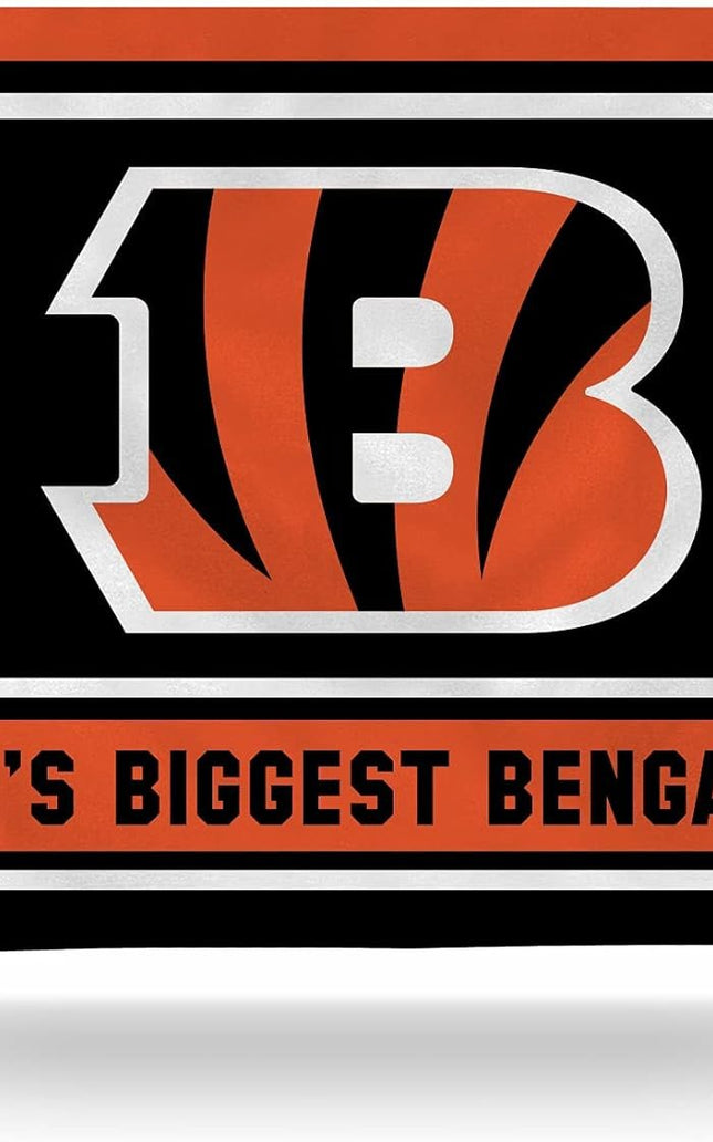Cincinnati Bengals 3x5 Feet Flag Banner, World's Biggest Fan, Metal Grommets, Single Sided, Indoor or Outdoor Use