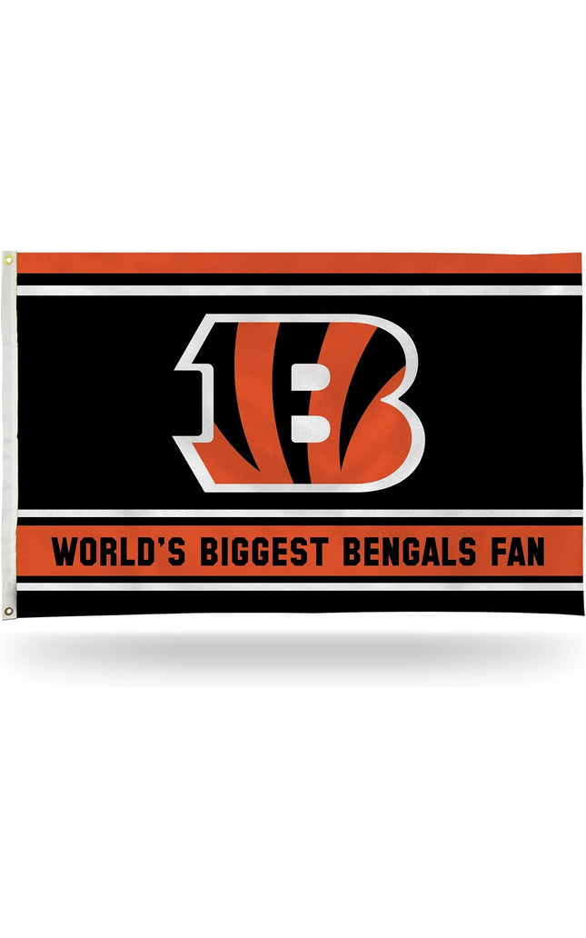 Cincinnati Bengals 3x5 Feet Flag Banner, World's Biggest Fan, Metal Grommets, Single Sided, Indoor or Outdoor Use