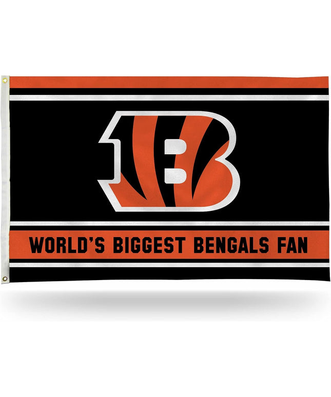 Cincinnati Bengals 3x5 Feet Flag Banner, World's Biggest Fan, Metal Grommets, Single Sided, Indoor or Outdoor Use