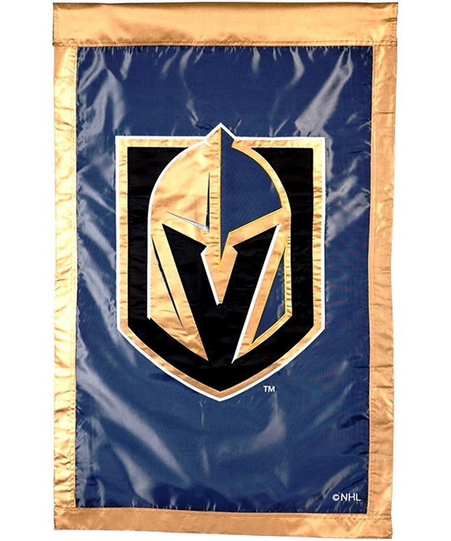 Vegas Golden Knights Premium Double Sided House Flag Banner, Embroidered Applique, 28x44 Inch, Display Pole Sold Separately